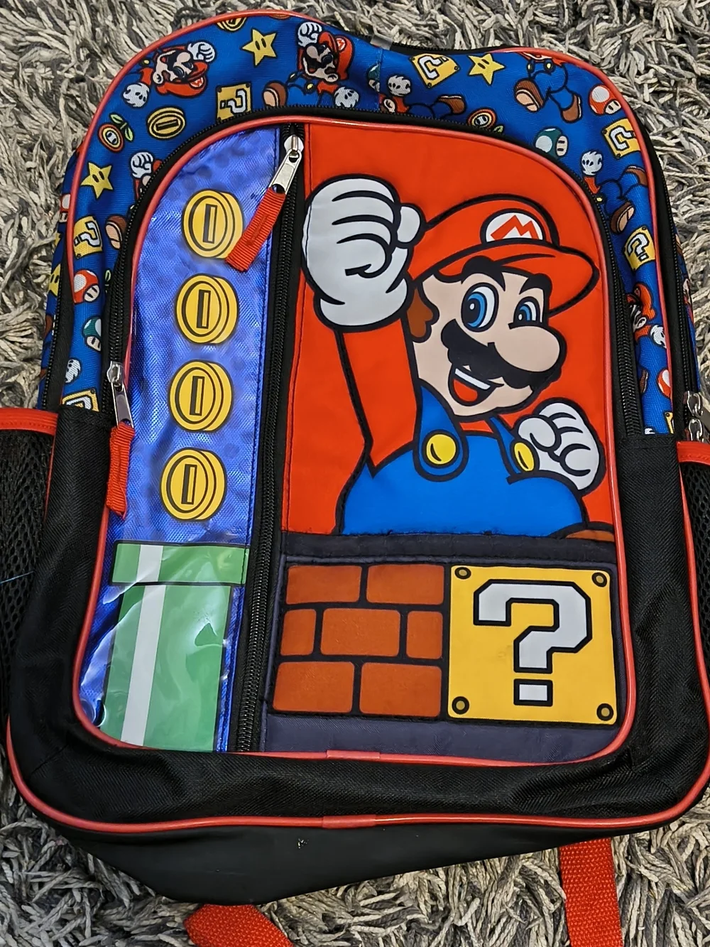 Super Mario Kids Backpack - Red Blue Yellow